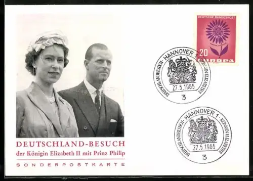 AK Königin Elizabeth II. und Prinz Philip anlässlich ihres Staatsbesuchs in Deutschland 1965