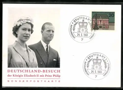 AK Königin Elizabeth II. und Prinz Philip anlässlich ihres Staatsbesuchs in Deutschland 1965