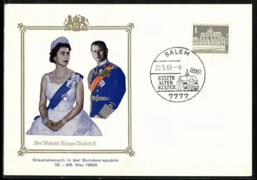 AK Königin Elizabeth II. anlässlich ihres Staatsbesuchs in Deutschland 1965
