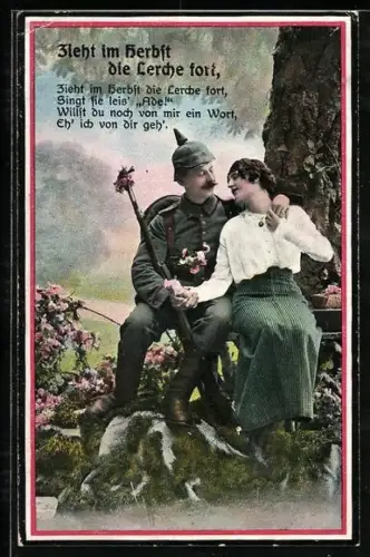 AK Soldat verbringt einen Herbsttag mit seiner Liebsten unter einem Baum