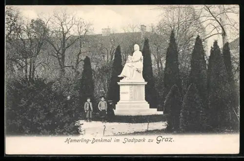 AK Graz, Hamerling-Denkmal im Stadtpark