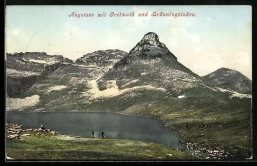 AK Altaussee, Augstsee auf dem Loser, Panorama mit Greimuth und Bräuningzinken