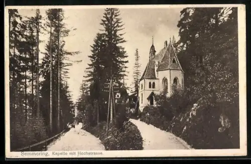 AK Semmering, Kapelle mit Hochstrasse