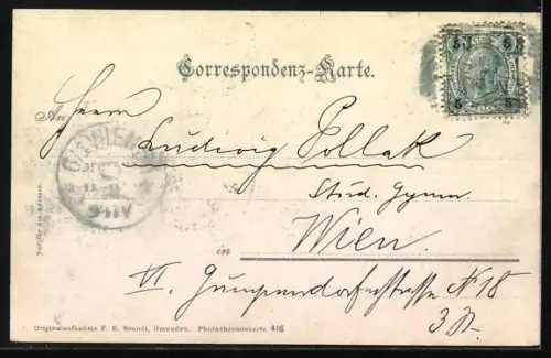 AK Ischl, Teilansicht mit Kirche im Winter