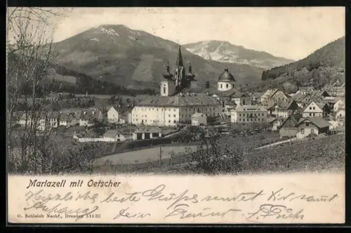 AK Mariazell, Ortsansicht mit Oetscher