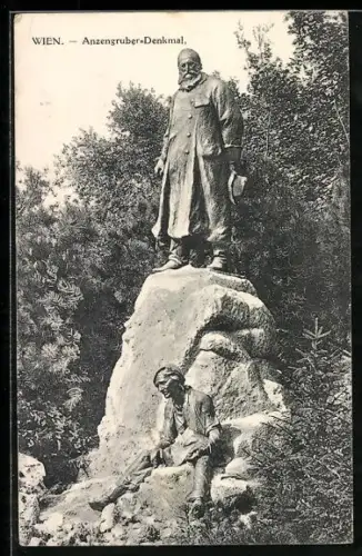 AK Wien, Ludwig Anzengruber-Denkmal am Schmerlingplatz