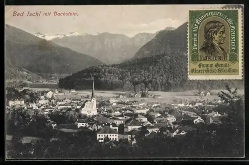 AK Bad Ischl, Totale mit der Kirche und dem Dachstein