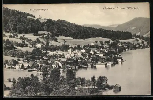 AK Unterach am Attersee, Salzkammergut, Teilansicht