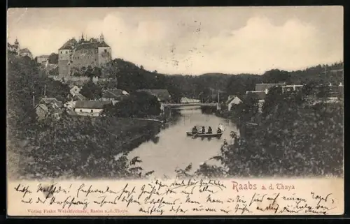 AK Raabs a. d. Thaya, Uferpartie mit Schloss