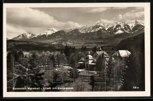 AK Bad Villach, Kuranstalt mit Karawanken