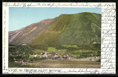 AK Grossgmain, Totalansicht mit Bergpanorama