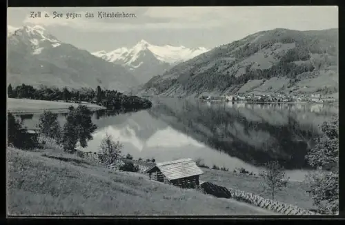 AK Zell a. See, Ortspartie gegen das Kitzsteinhorn