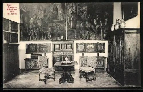 AK Graz, Museum, Möbel aus dem 16. Jahrhundert