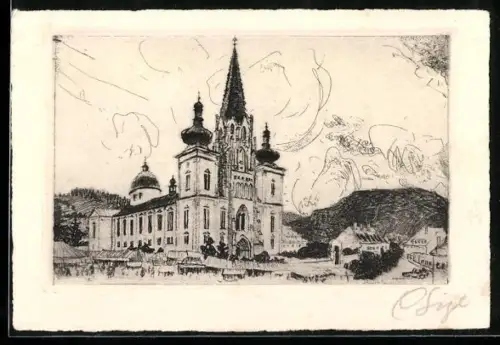 Künstler-AK Mariazell, Wallfahrtskirche