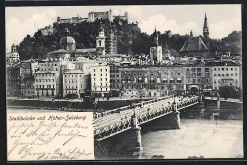AK Salzburg, Stadtbrücke und Hohensalzburg