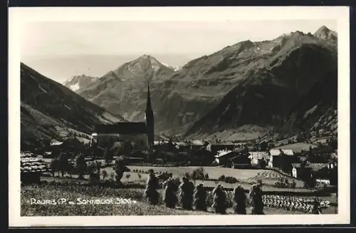 AK Rauris i. P., Panorama mit Kirche und Sonnblick
