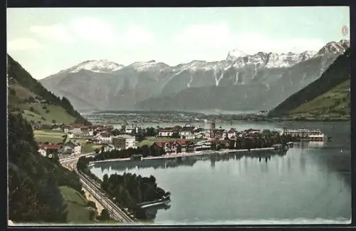 AK Zell am See, Panorama mit See und dem Steinernen Meer