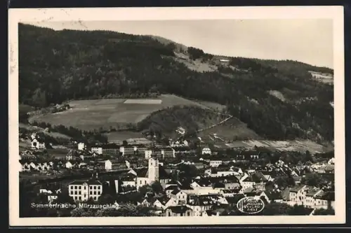 AK Mürzzuschlag, Panorama mit Kirche