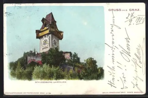 AK Graz, Schlossberg mit Uhrturm