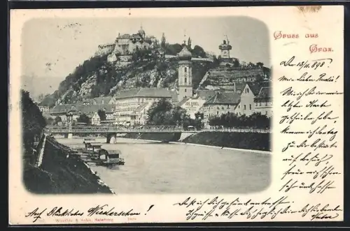 AK Graz, Schlossberg mit Brücke
