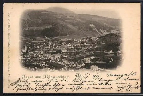 AK Mürzzuschlag, Panorama mit Ortsansicht