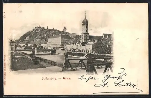 AK Graz, Schlossberg mit Brücke
