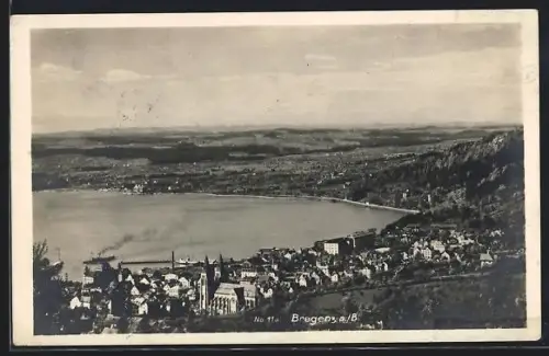 AK Bregenz a. B., Panorama mit See und Kirche