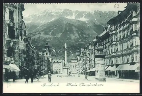 AK Innsbruck, Maria-Theresien-Strasse mit Bergpanorama