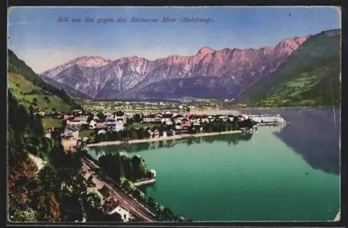 AK Zell am See, Panorama mit See und Steinernes Meer