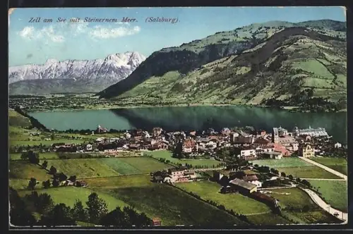 AK Zell am See, Panorama mit See und Steinernen Meer