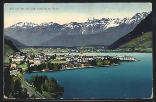 AK Zell am See, Teilansicht mit See und dem Steinernen Meer