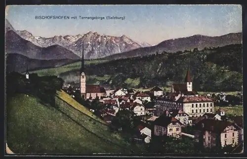 AK Bischofshofen /Salzburg, Panorama mit Tennengebirge