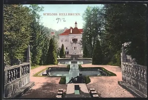 AK Hellbrunn, Schloss mit Wasserspielen und Garten