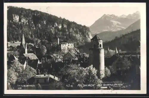 AK Feldkirch, Ortsansicht mit Gurtisspitze