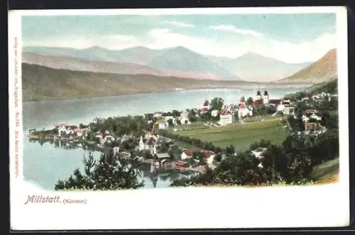 AK Millstatt /Kärnten, Panorama mit See und Kirche