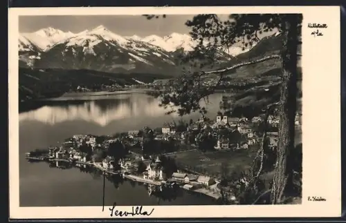 AK Millstatt am See, Panorama mit See und Bergdorf