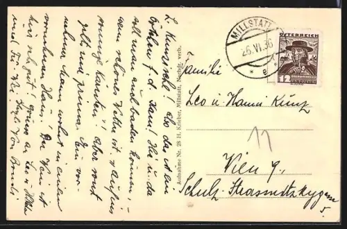 AK Millstatt am See, Panorama mit See und Bergdorf