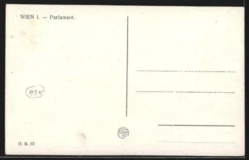 Künstler-AK Wien, Parlament mit Strassenbahn