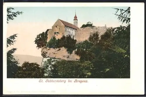 AK Bregenz, St. Gebhardsberg, Kirche auf Felsklippe