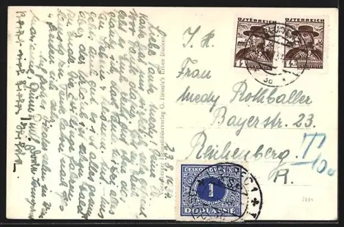 AK Bludenz, Panorama mit Kirche und Gebirgskulisse