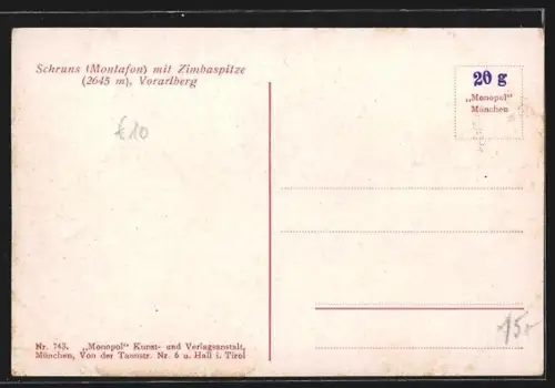 AK Schruns /Vorarlberg, Ortspanorama mit Kirche und Zimbaspitze