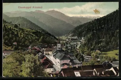 AK Eisenkappel /Kärnten, Panorama mit Kirche