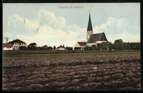 AK Schwand im Innkreis, Ortsansicht mit Kirche