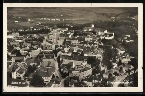 AK Enns /O. Oe., Ortsansicht vom Flugzeug aus