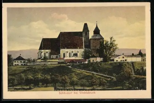 AK Vöcklabruck, Schöndorf, Blick zur Kirche
