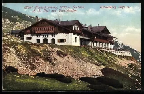 AK Hochschneeberg, Hotel Hochschneeberg mit Schneeberg