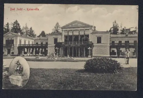 AK Bad Ischl, Kaiservilla mit Brunnen