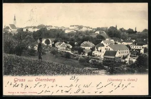 AK Obernberg /O.-Oe., Ortsansicht von Osten