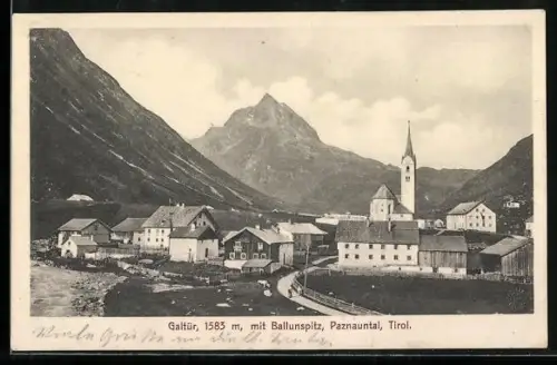 AK Galtür /Paznautal, Ortsansicht mit Ballunspitz