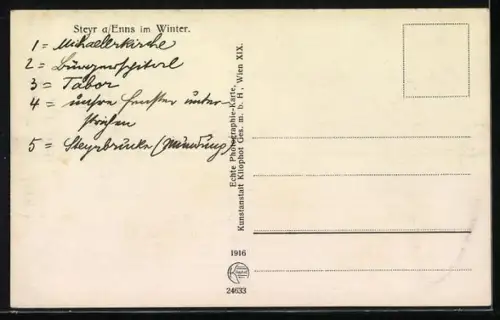 AK Steyr a. Enns, Ortsansicht im Winter